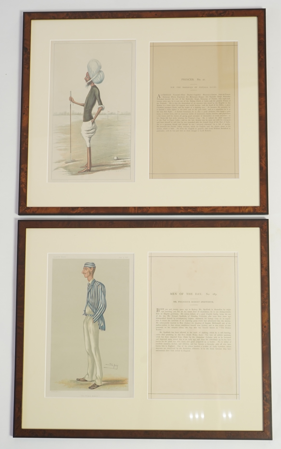 Thirty four Vanity Fair caricatures of cricketers to include Dillan and W G Grace